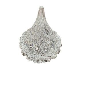 Vintage Clear Glass Art‎ Studio Hershey Kiss Candy Trinket Dish & Lid 3.5" T 3"W